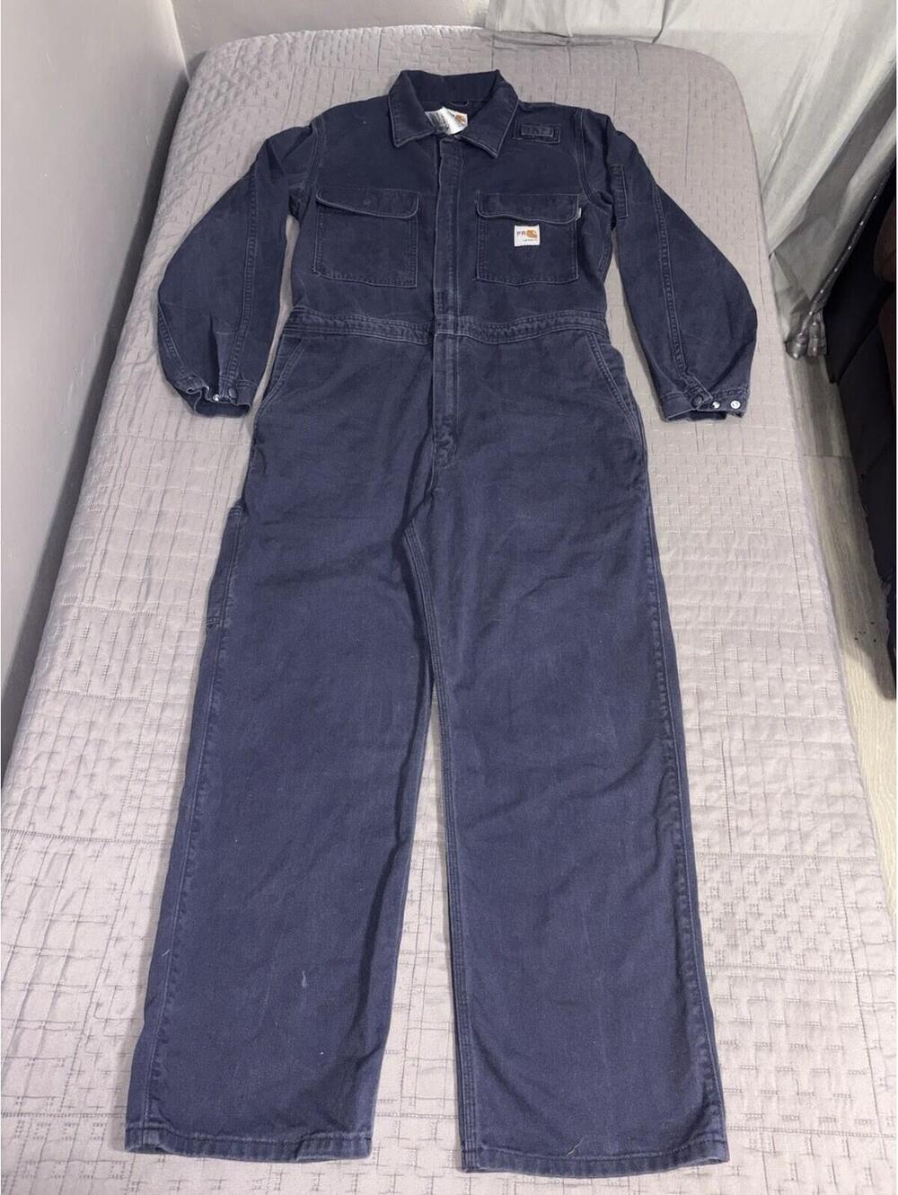 Carhartt FR Coveralls Mens 40 Regular Navy Blue Flame Resistant Workwear